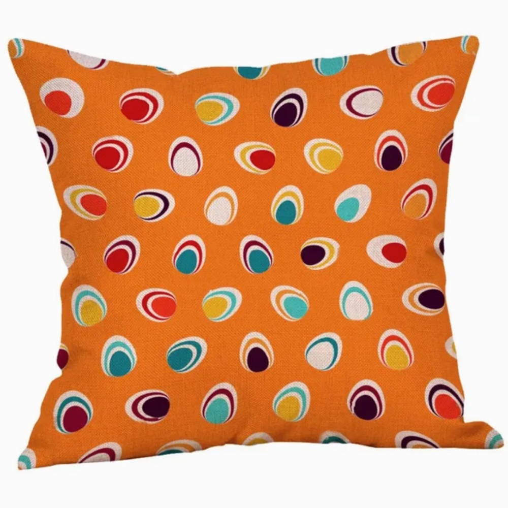 NEW RETRO DECORATED EASTER EGGS LINEN HOME DECOR PILLOW COVER 17.7" X 17.7"